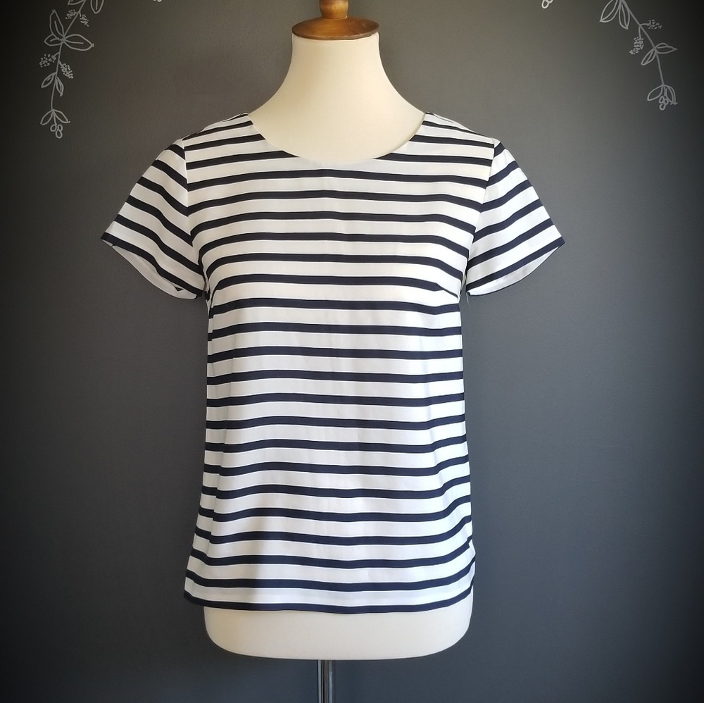 Navy and White Striped Blouse from J Crew